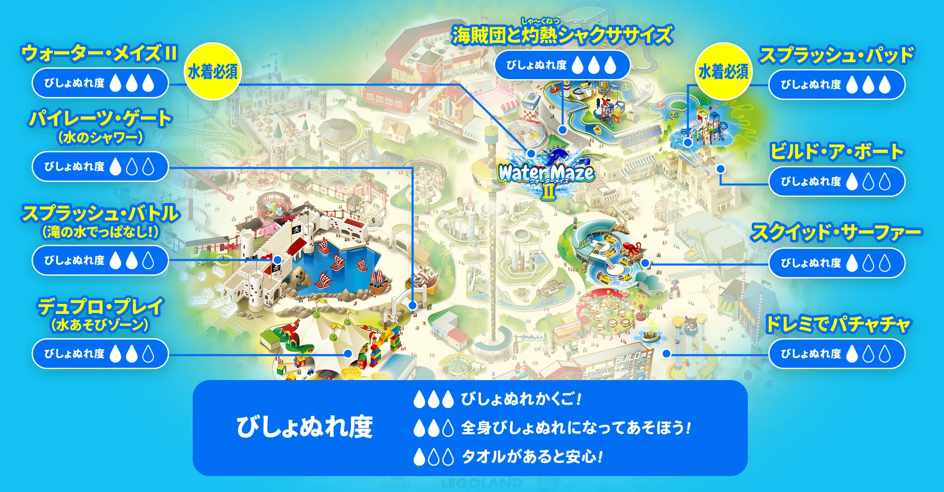アトラクション配置＆びしょぬれ度マップ